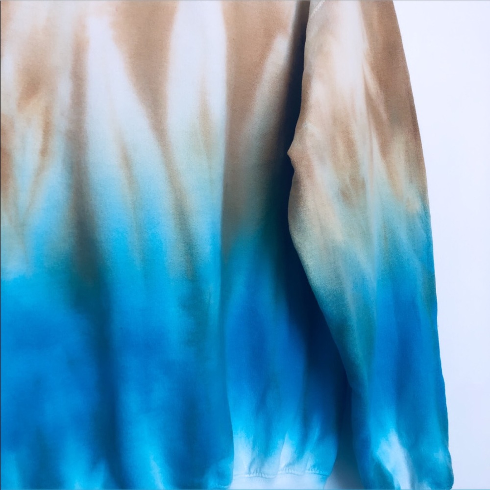 🔴SOLD🔴Tie Dye Golden Blue Colorblock NEW Hoodie - Picture 12 of 14